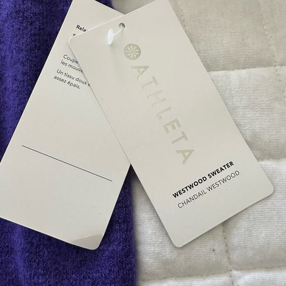 ATHLETA Womens Sweater Small Purple Merino Wool Blend V-Neck Westwood Casual - Picture 9 of 14